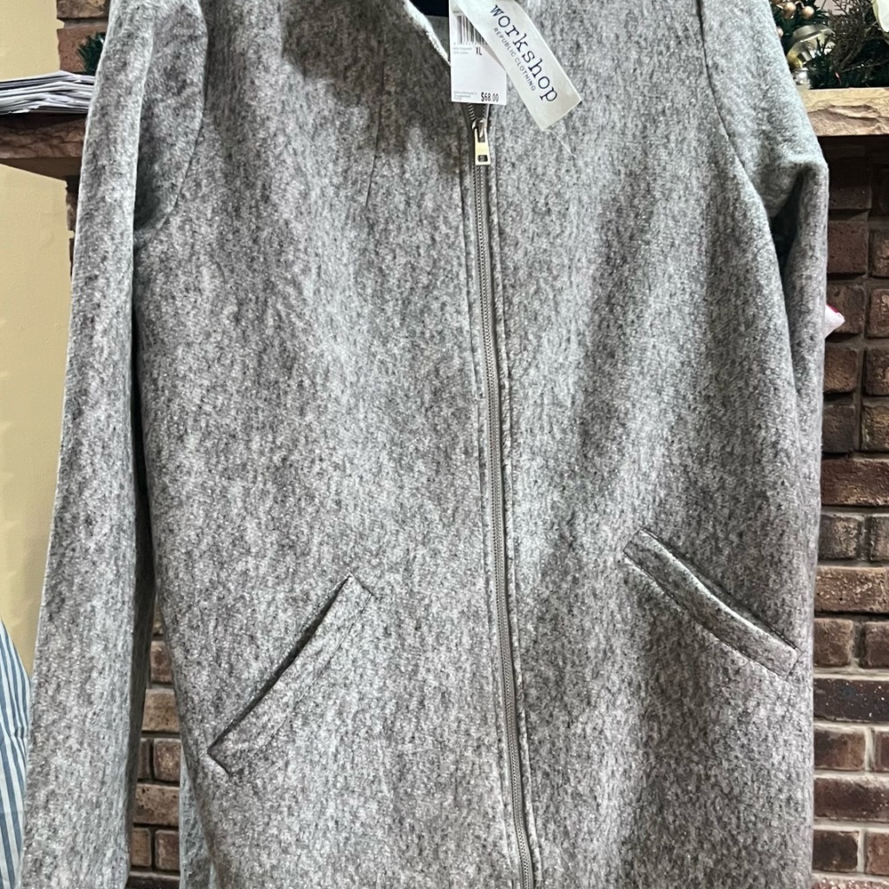 Workshop Republic Clothing Gray Zip-Up Jacket